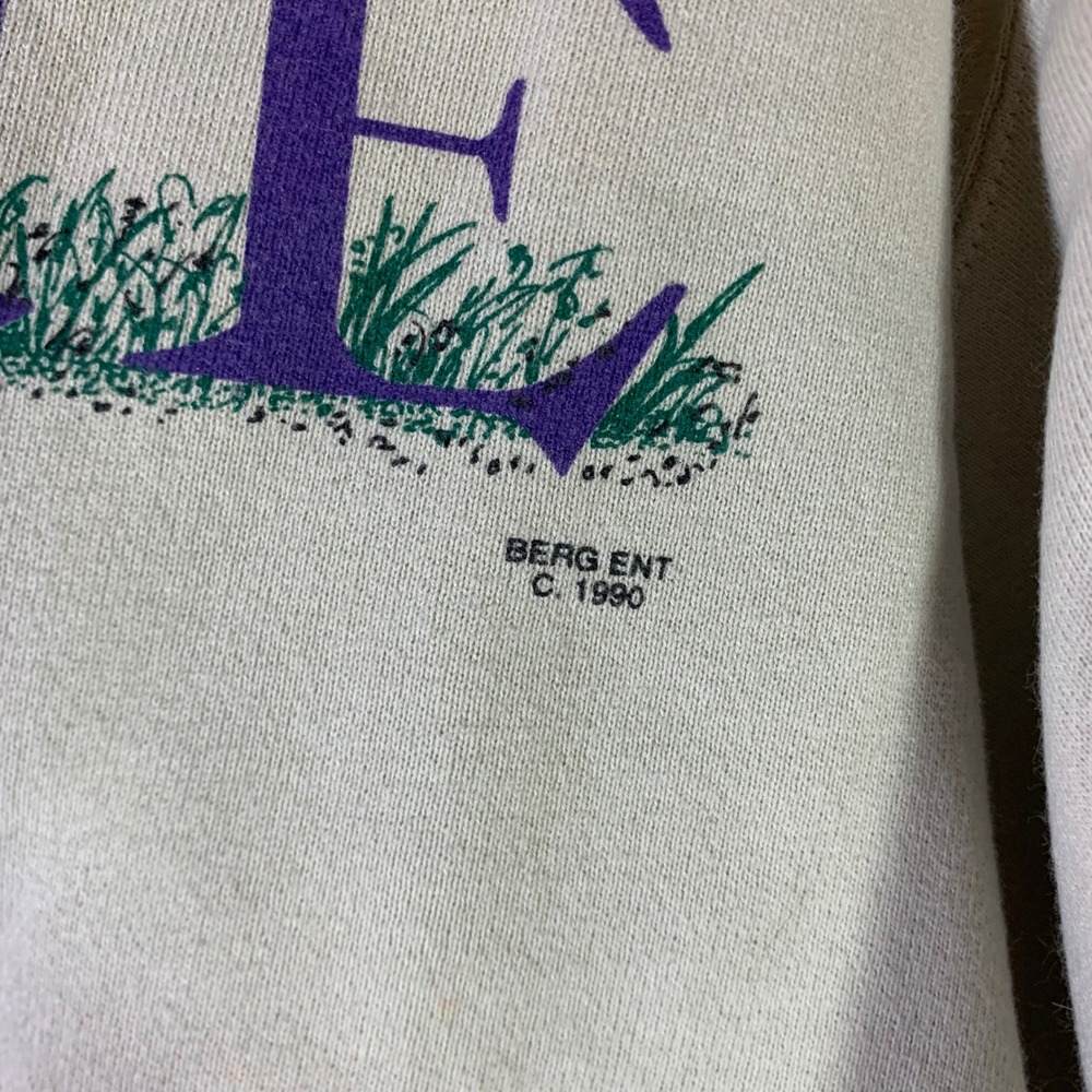 Vintage 1990 Maine Moose Sweatshirt Fruit of the Loom Heavy Cotton Gray Medium - Picture 2 of 9
